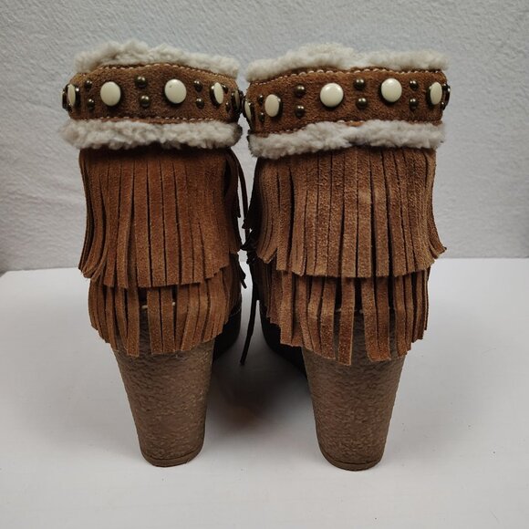 Sam Edelman Kemper Fringe Wedge Bootie In Suede Womens size 8M - Picture 6 of 11